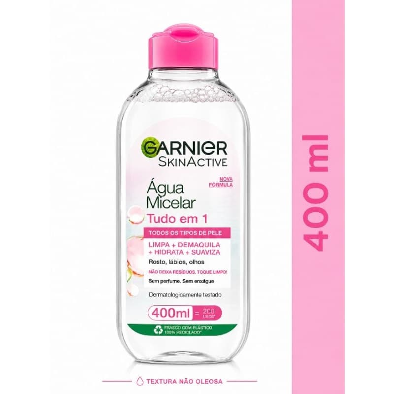 Água Micelar Garnier Tudo em 1 400ml Limpa Demaquila Hidrata
