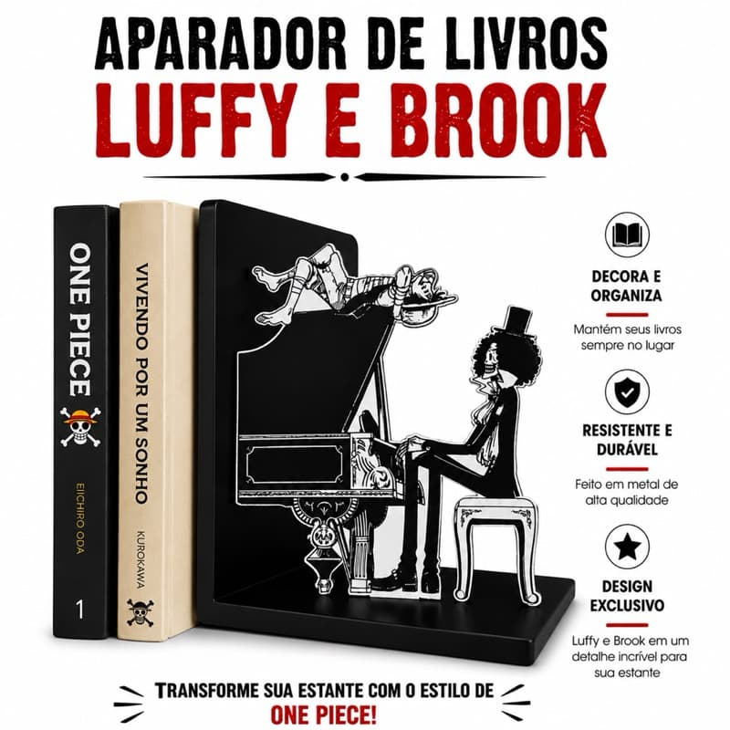 Aparador de Livros Guerreiros Piratas MDF Preto Decorativo Geek Anime Estante 17x13cm
