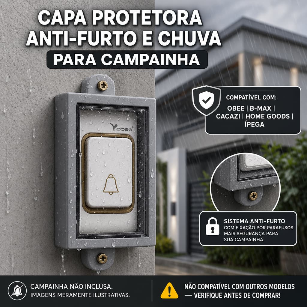Suporte Protetor Anti-Furto p/ Campainha – Compatível Obee, B-Max, Cacazi, Home Goods e Ípega
