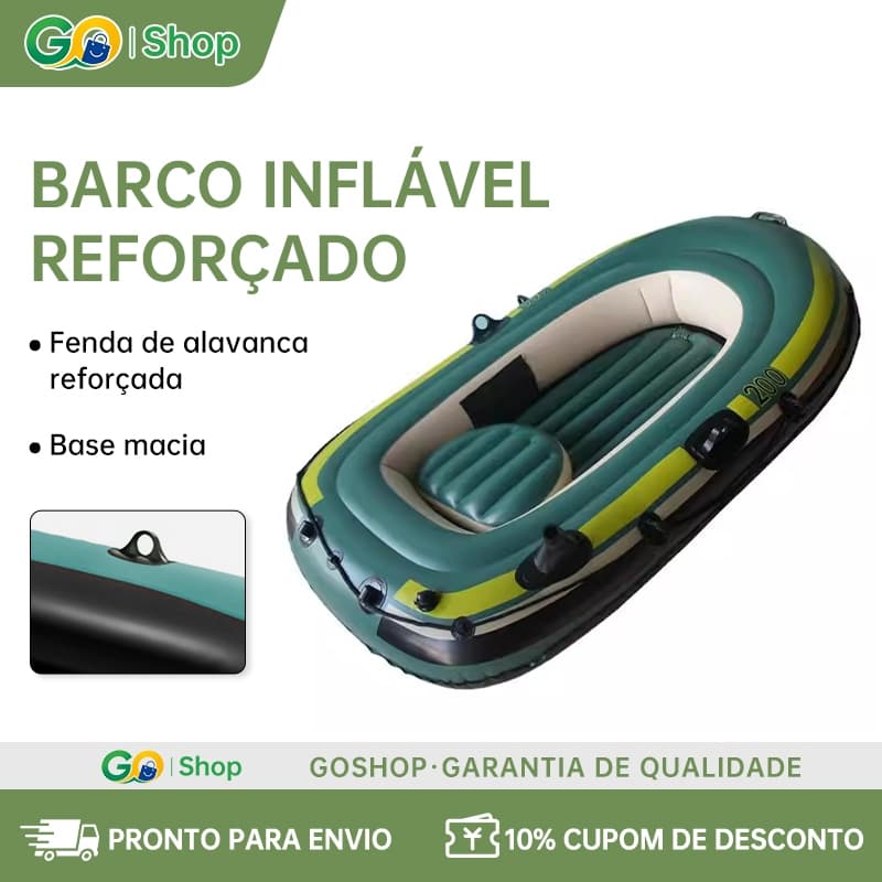 Bote Barco Inflável Verde 2.3m Boat + Remos + Bomba De Ar