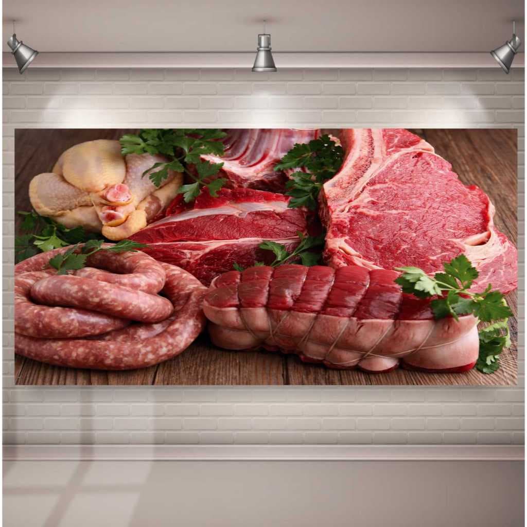 Adesivo de parede Para Açougue estampa carnes 2x1m Para Mercado S160