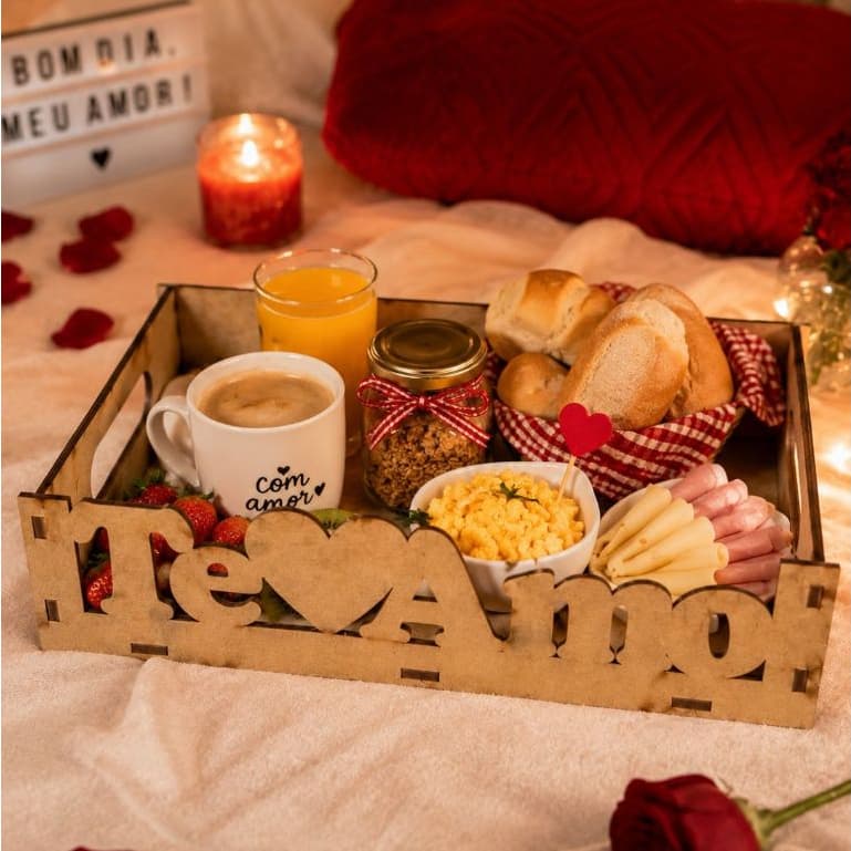 Kit 10 Bandeja Mdf Decorativa Te Amo Cesta Presente