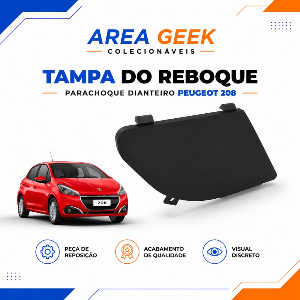 Tampa acabamento reboque parachoque dianteiro Peugeot 208 padrão original