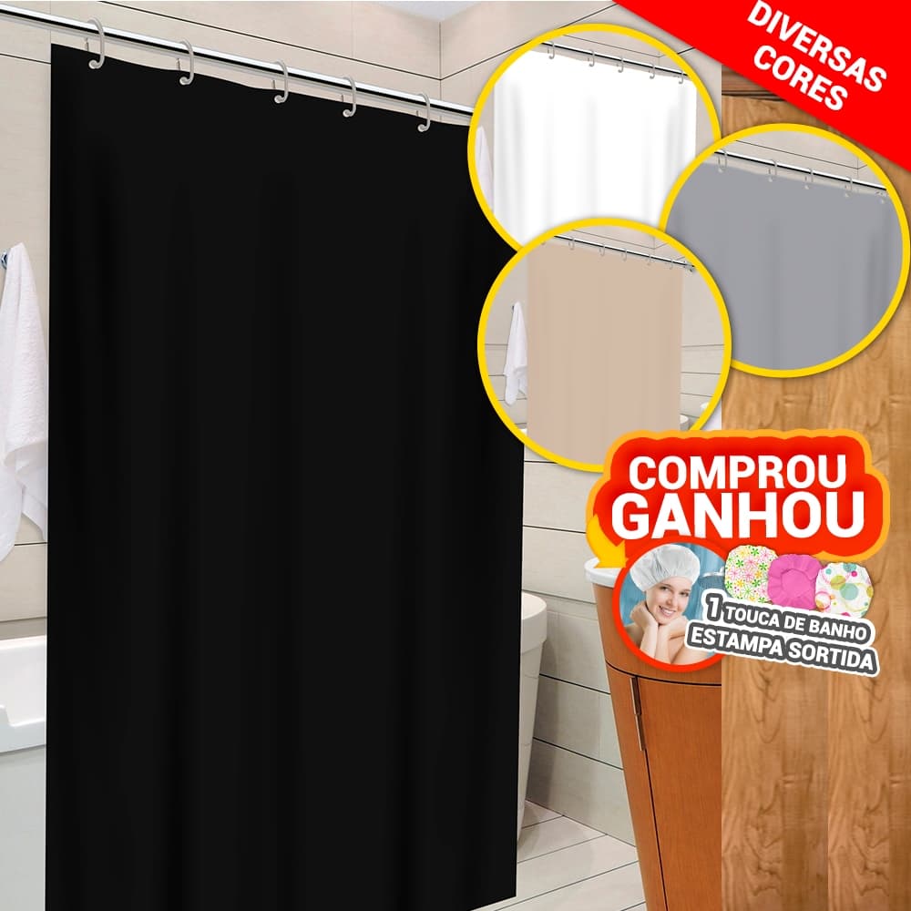 Cortina Box Lisa Impermeável Com Ganchos 100% PVC Anti Mofo Resistente Alta Qualidade Para Banheiro