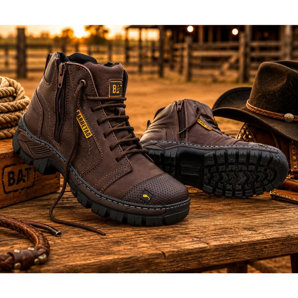 Bota para motoqueiro Coturno em couro legítimo Trilha Adventure Em Couro  Bota de seguranca obras motoboy  resistente