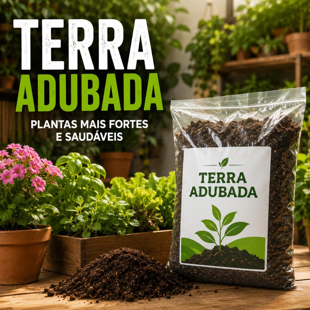 Terra Adubada Para Plantas Substrato Rico em Nutrientes P/  Vasos, Horas e Jardins