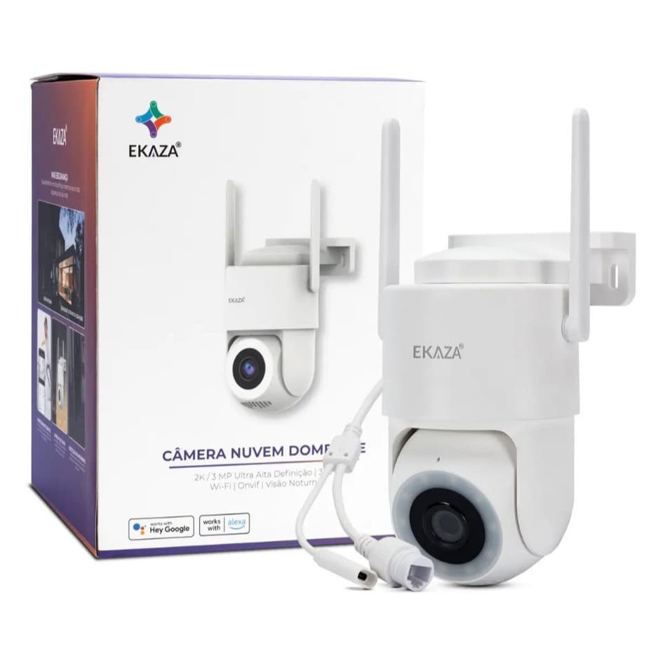 Câmera Dome Lite Externa Wifi 1080p Prova da Água Resistente Ip66 Ekaza Branco