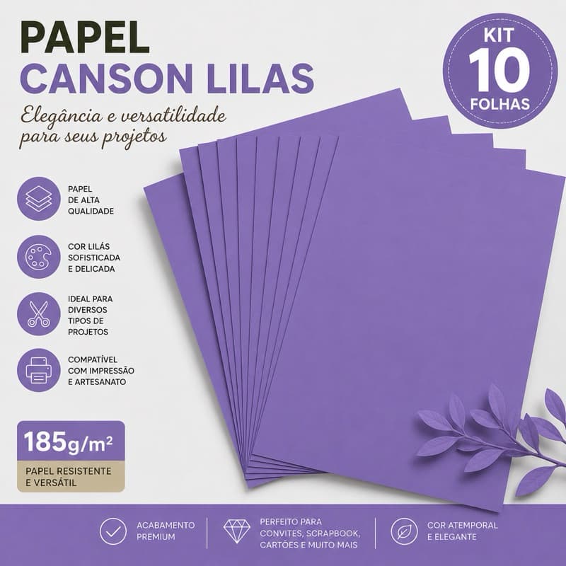Canson Lilás Canson 185g Lilás Roxo Pacote com 10 Folhasi