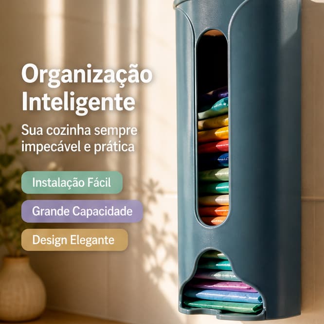 Suporte Multiuso para Sacola de Lixo – Organização Prática para Cozinha e Banheiro