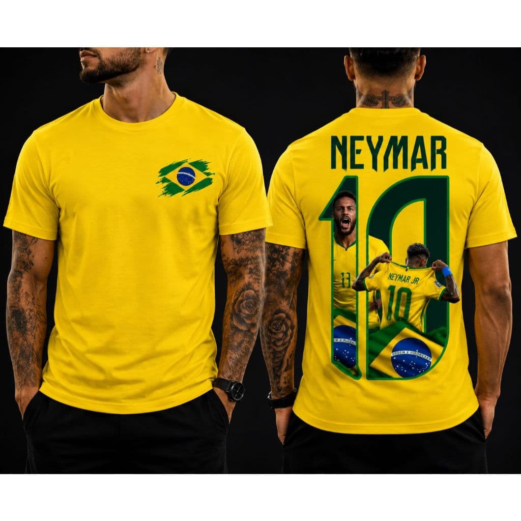 Camiseta Masculina Blusa Brasil CAMPEÃO NEY COPA 100% Algodão Lançamento