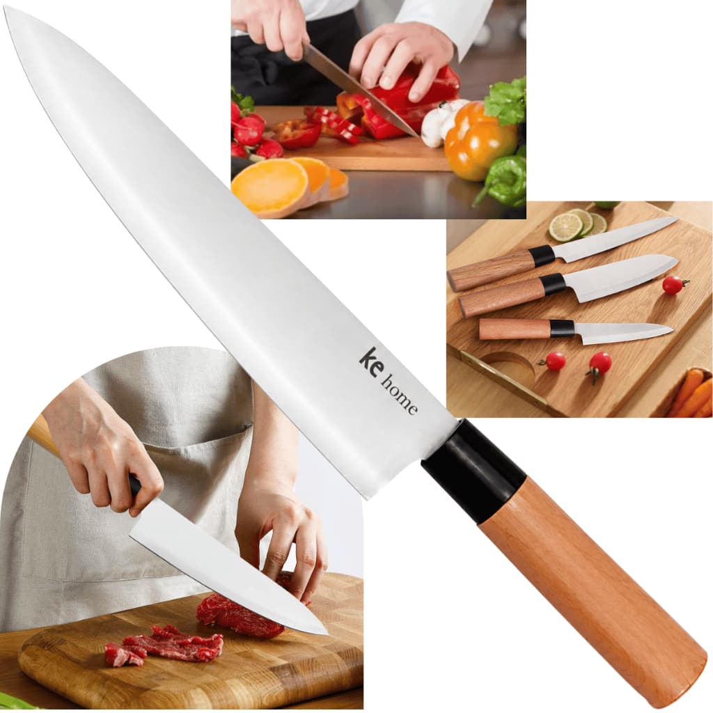Faca Cozinha Aço Inox Peixeira Carne Chef Linha Japan 8 Faca Japonesa 33cm Sashimi Peixe Sushi