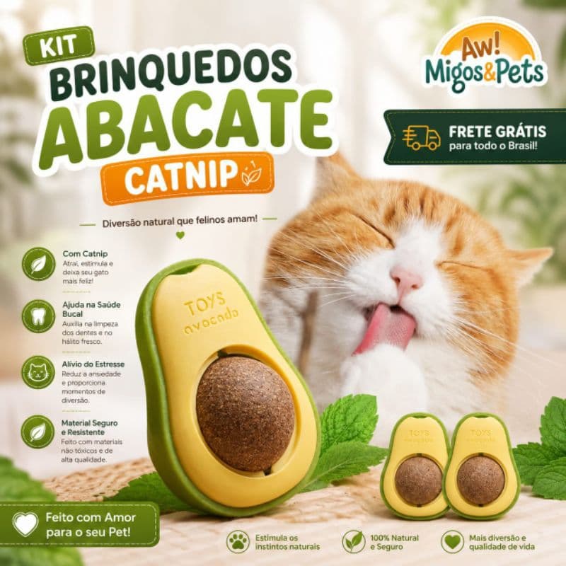 Abacate De Brinquedo Para Gatos Com Catnip Erva Natural Gato