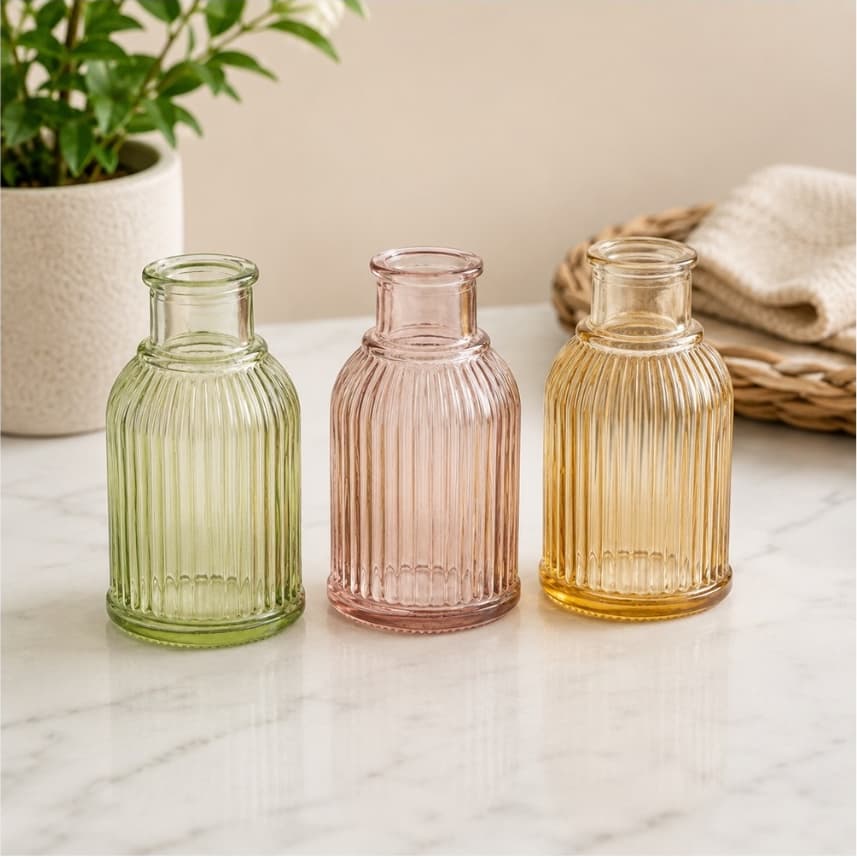 3 Mini Vaso de Vidro Colorido Vasinho Decorativo Flores Festa Casamento Lembrancinha Artesanato
