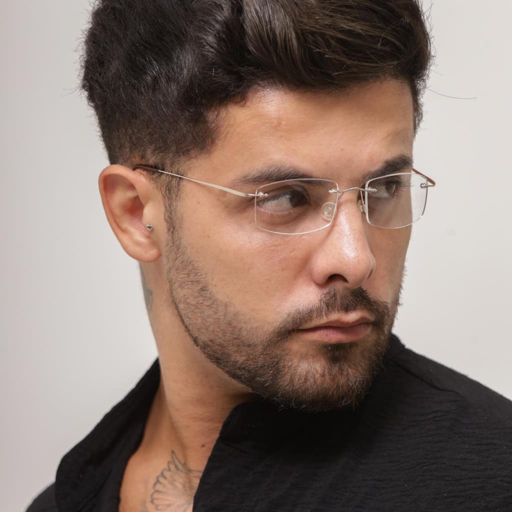 Óculos Masculino Titanium Sem Grau Lente Transparente Moderno Elegante Com Estojo Brinde