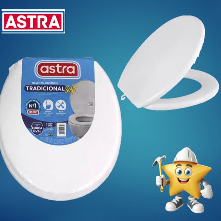 ASSENTO SANITÁRIO TRADICIONAL SOFT OVAL CONVENCIONAL ASTRA (NÃO ALMOFADADO) TPJ/AS