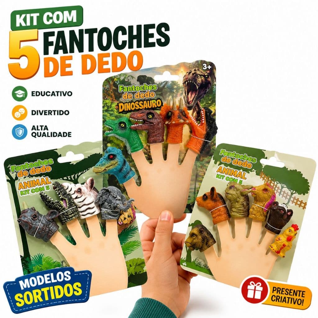 Kit Fantoches de Dedo Infantil – 5 Peças