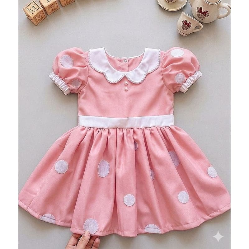 Vestido Minnie rosa Fantasia Minnie infantil  temático Minnie personalizado