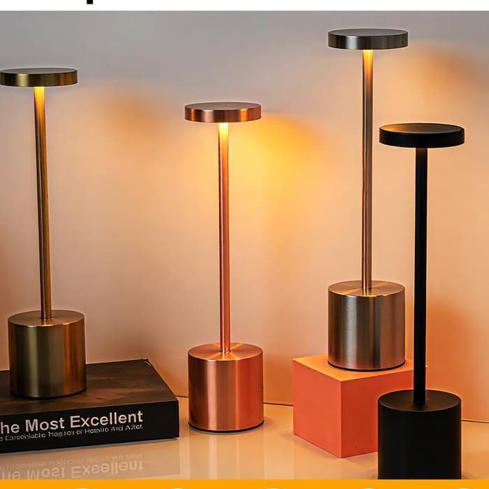 Luminária de Mesa 3 Tons Cabeceira Luxuosa Abajur Recarregável Escrivaninha LED Quarto Candeeiro