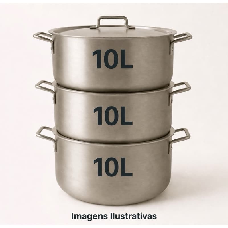 Jogo de Panela Feijoada Caldo de Alumínio 3 Peças 10L