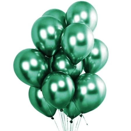 KIT 50 a 200 Balão Bexiga bola Metalizado Verde Bexigas Cromadas Platino Alumínio número 10 polegadas