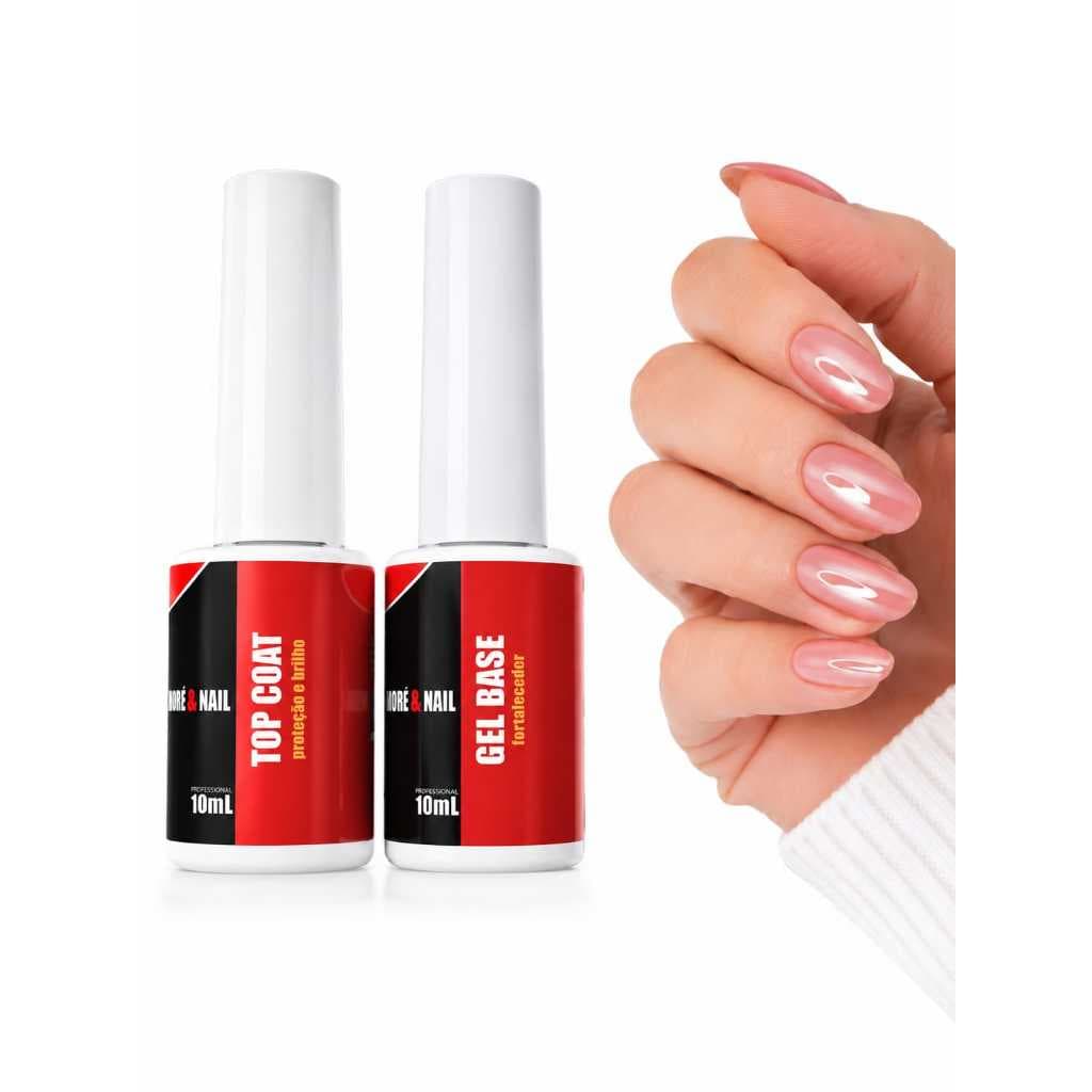 Kit Preparador Top Coat Diamante 10ml/ Base Em Gel 10ml AMORÉ&NAIL Lançamento