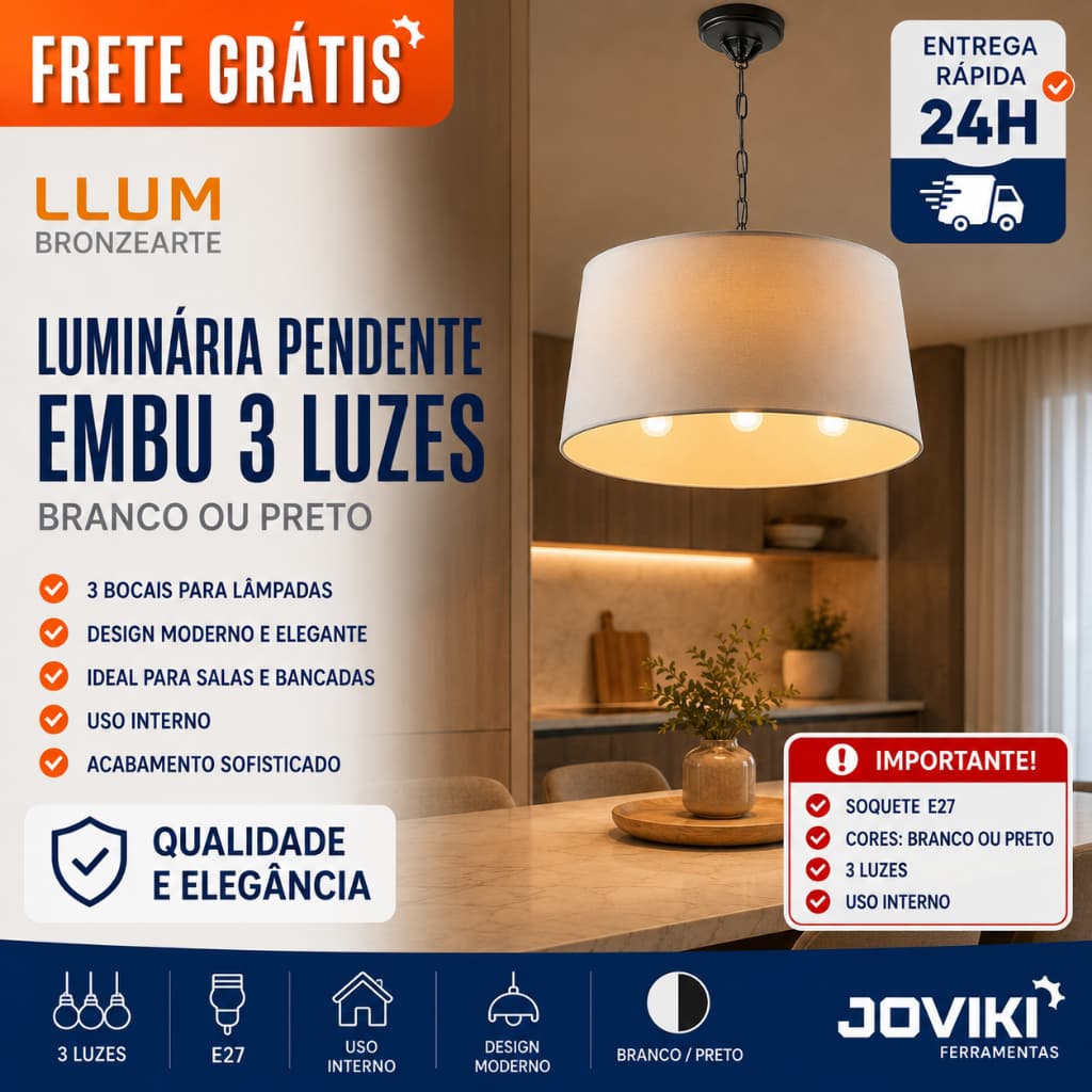 pendente embu 3 luzes diversos