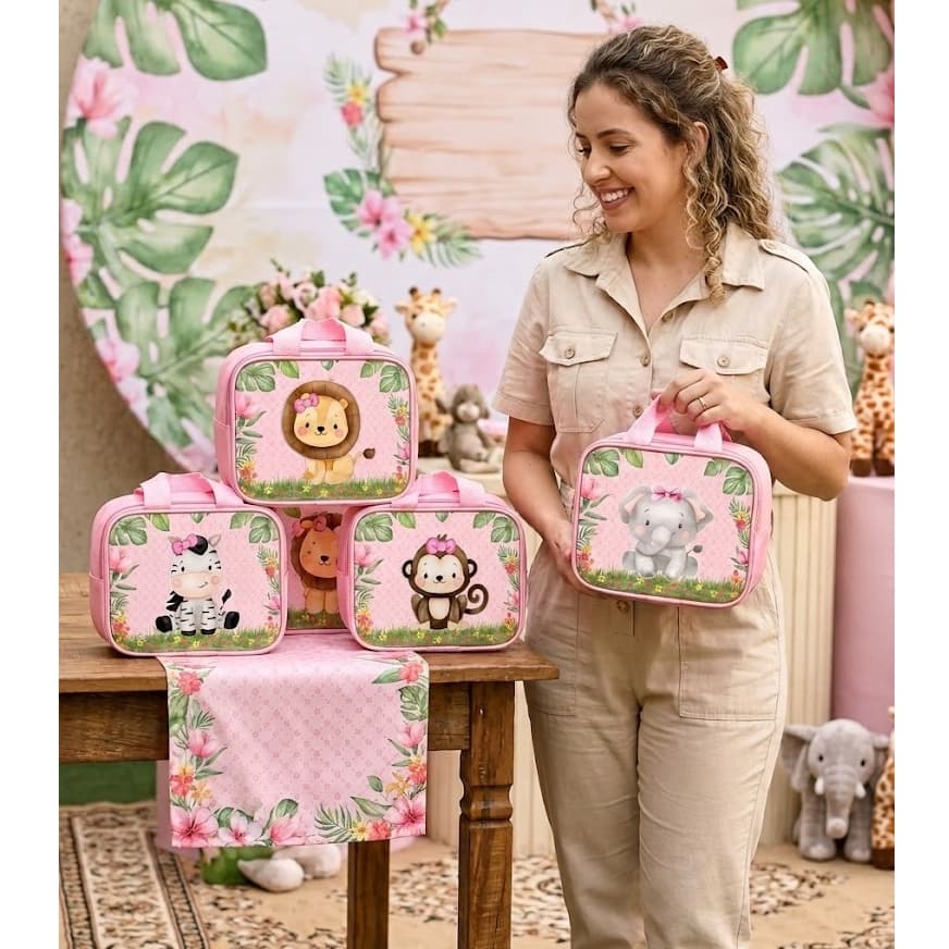 Maleta Safari Menina para aniversario. Lembrancinha sem personalização. KITS 10/20/30