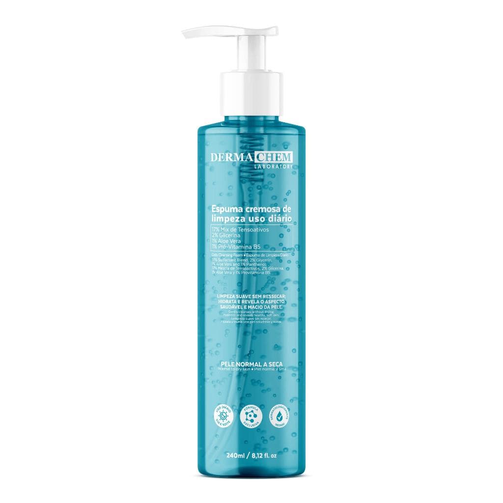 Espuma Cremosa de Limpeza Facial 240ml Hidratação e Maciez da Pele Com Aloe Vera Dermachem