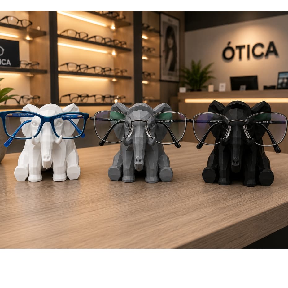 Expositor Porta Óculos Elefante Decorativo Para Óticas E Mesa