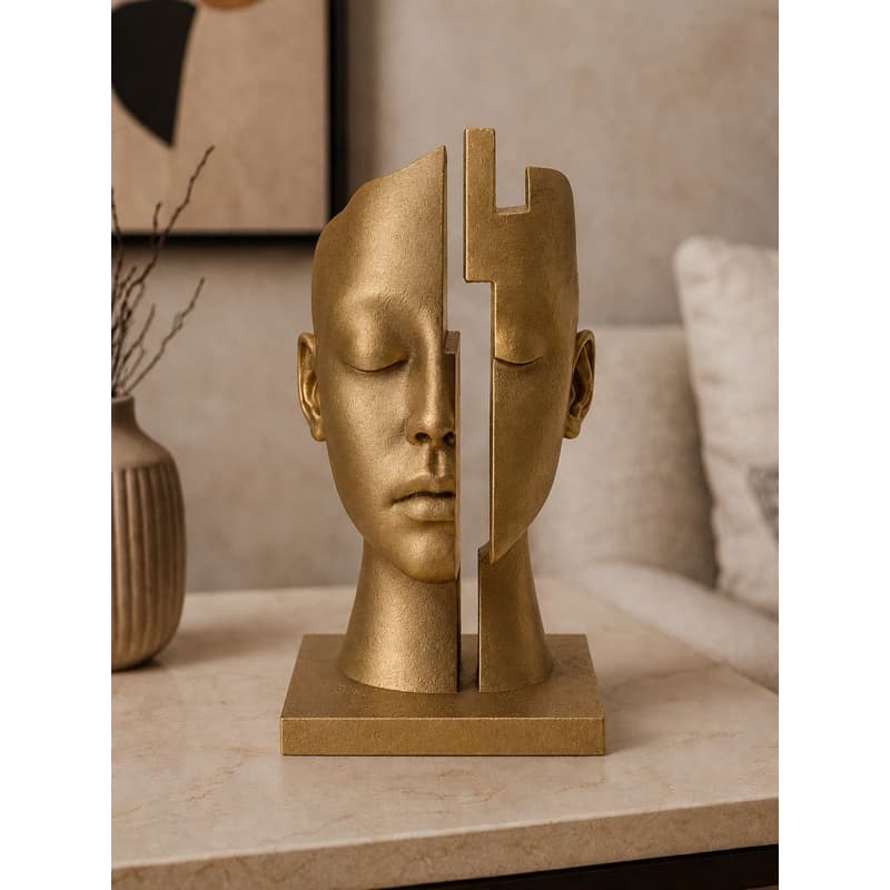 Escultura Decorativa Rosto Abstrato Branco Moderno Estátua Minimalista Luxo