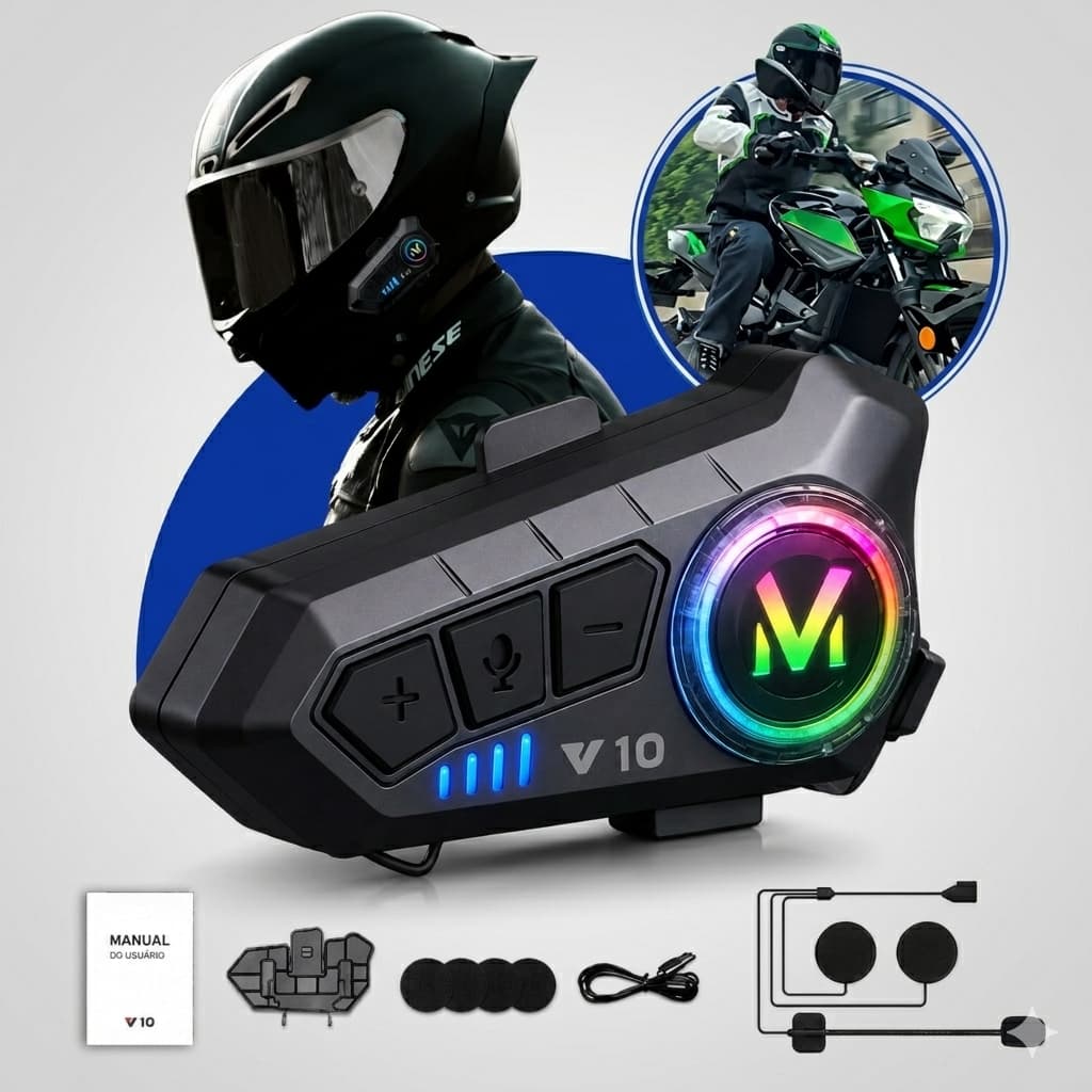 Fone Ouvido Capacete Bluetooth Headset Moto Ligação Microfone Piloto Prova d’água Áudio Comunicador