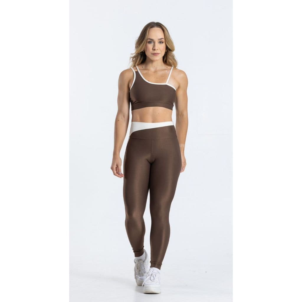 Conjunto Fitness Zonix Canelado Marrom/ Feminino
