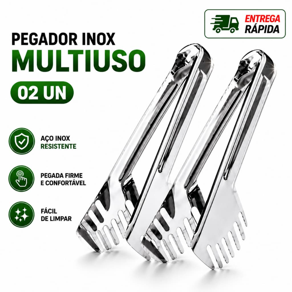 Pegador Multiuso para Massa e Salada em Aço Inox Premium Cozinha Bar Restaurante