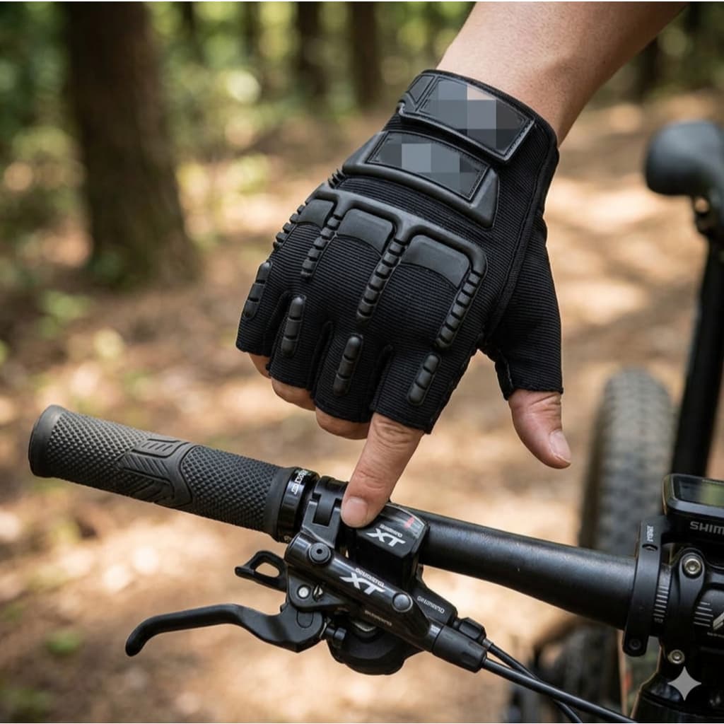 Luvas Meio Dedo, Ciclismo De Microfibra Para Esportes, Preta