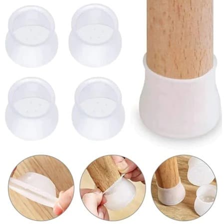 Kit C 12/24 Protetores de Silicone para Pés de Cadeiras e Mesas, Almofadas Redondas para os Pés