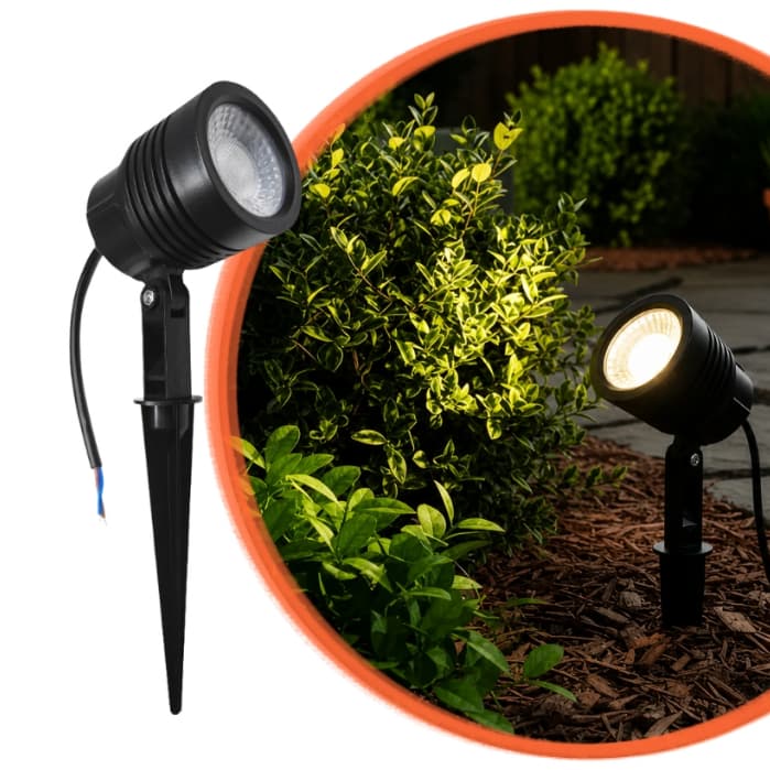 Luminária Espeto Jardim  LED Pix 6W 3000K Bivolt IP65  Preto à Prova d'Água para Jardim Chão Externo
