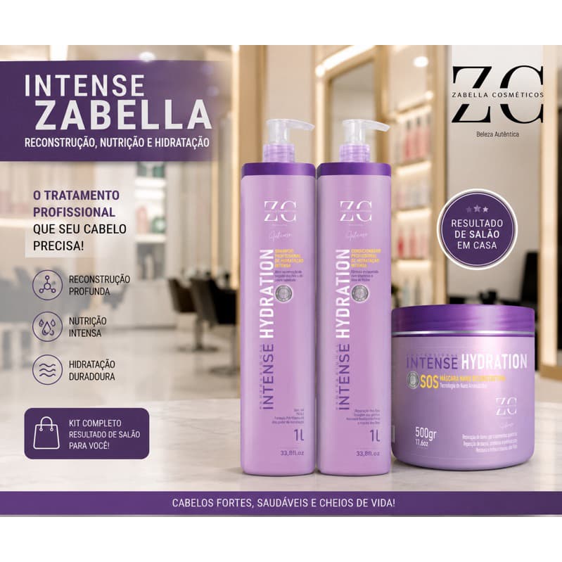 Kit Intense Zabella Profissional Para Cabelos Danificados por Química
