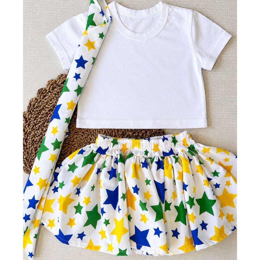 Conjunto da Copa blusa+saia+turbante