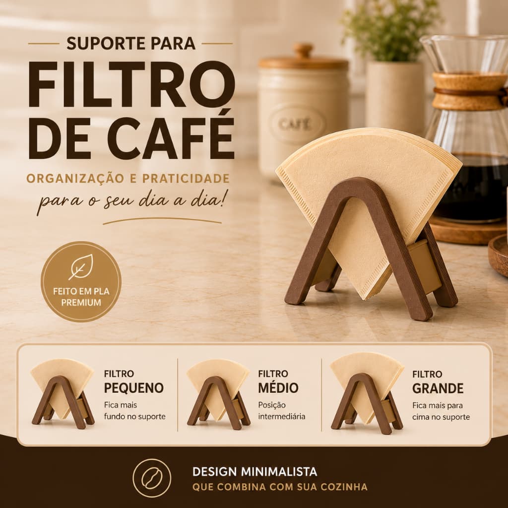 Suporte de Filtro de Café | Armazenador de filtro de café | Organizador Filtros 101 102 103 104