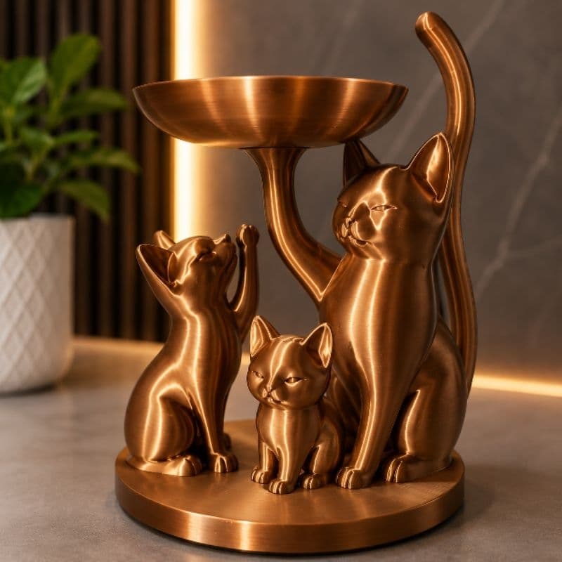 Porta Joias Decorativo Gatos Família – Organizador de Anéis e Acessórios.
