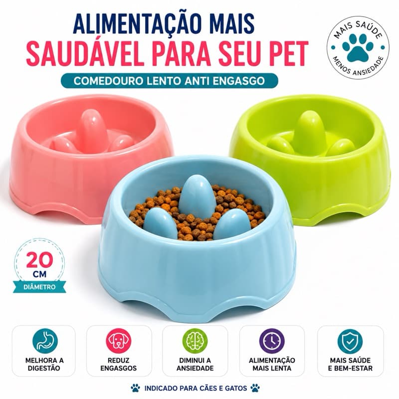 Pote Comedouro Lento interativo Para Pet