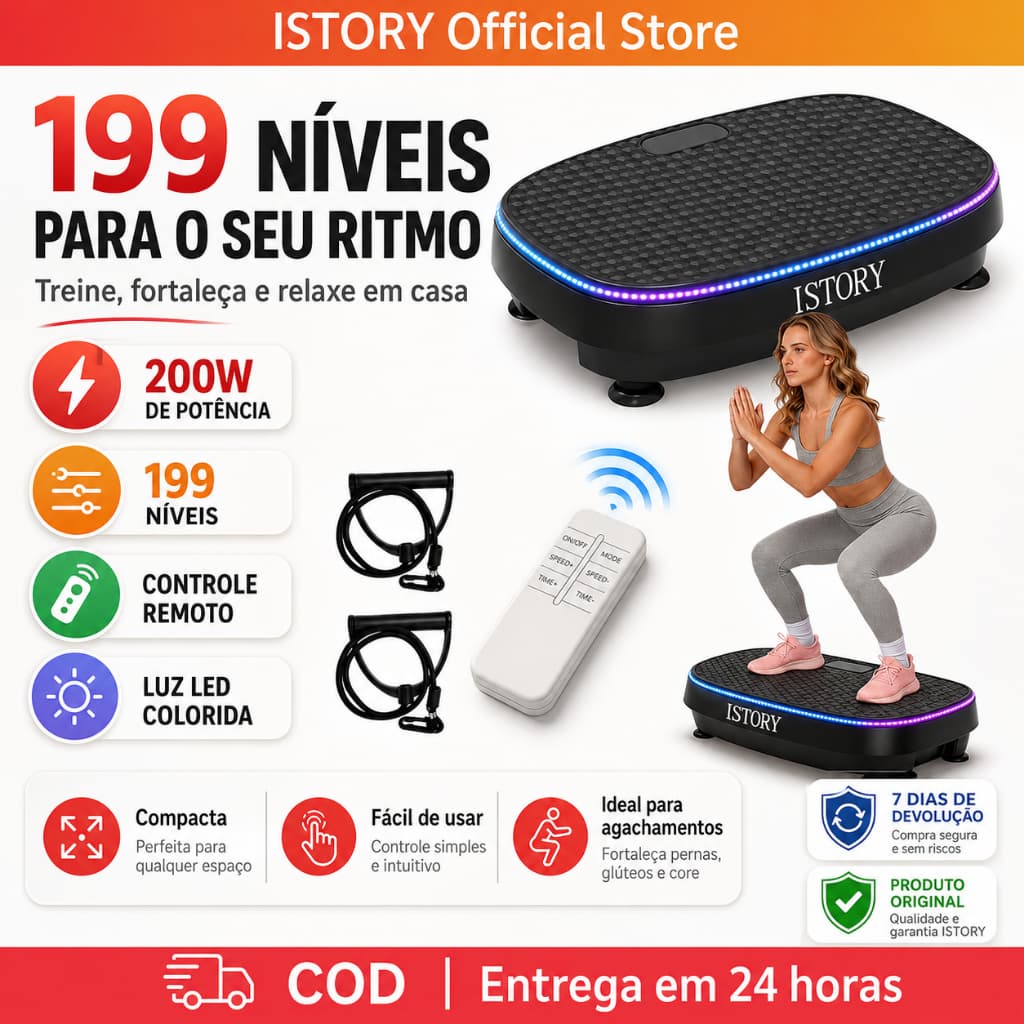 Istory Plataforma Vibratoria Exercicios Com Som Bluetooth Treino Completo Controle Remoto