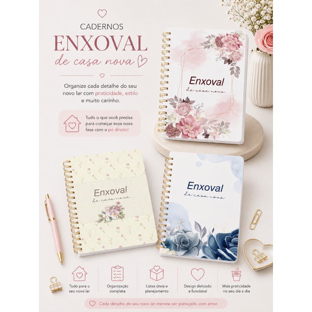 Planner Lista Enxoval de Casa Nova Personalizado Completo-Controle Financeiro Casamento Noiva Noivos