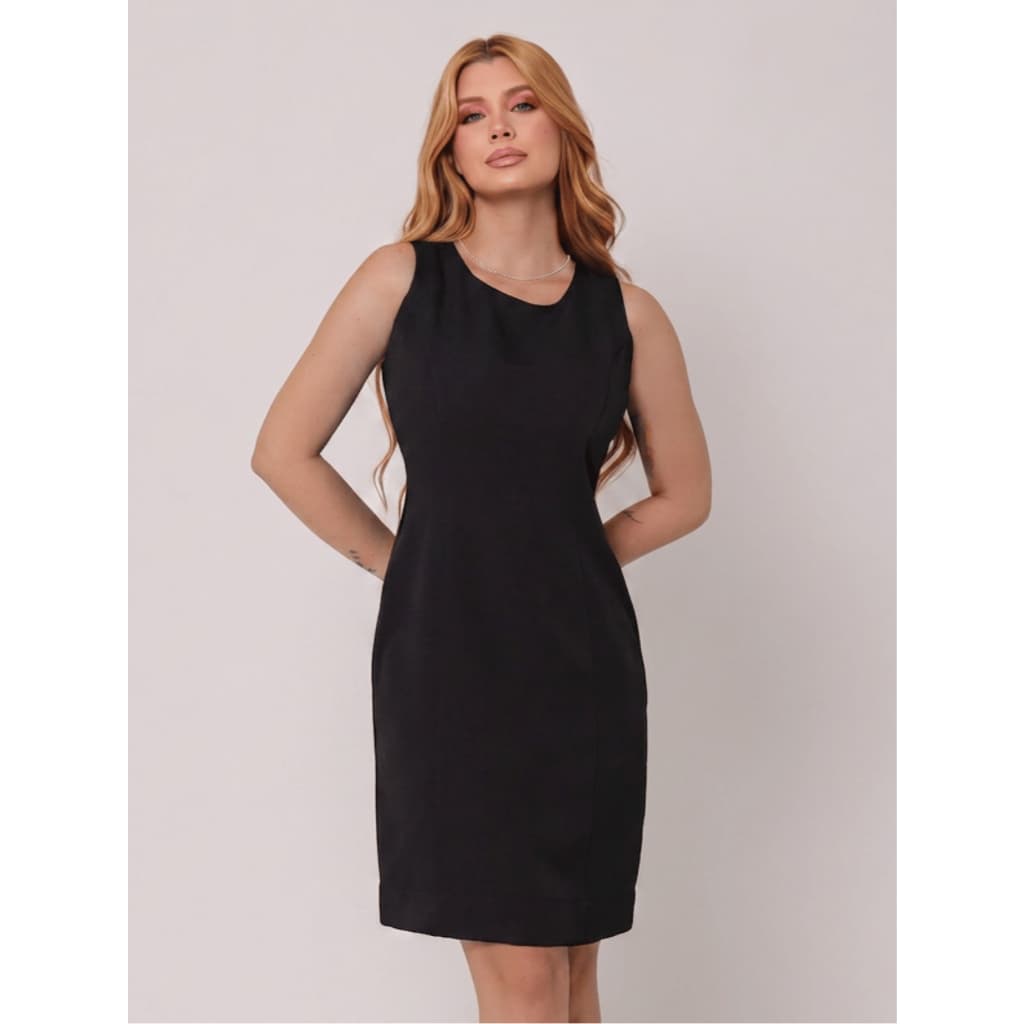 Vestido Alfaiataria Midi Regata no Joelho Moda Cristã Evangélica Social Casual Festa Trabalho Escritório Elegante Office