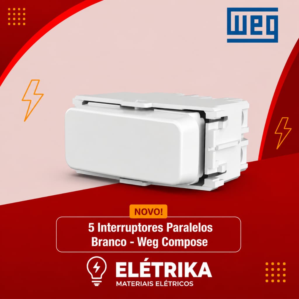 5 Interruptores Paralelos Branco - Weg Compose
