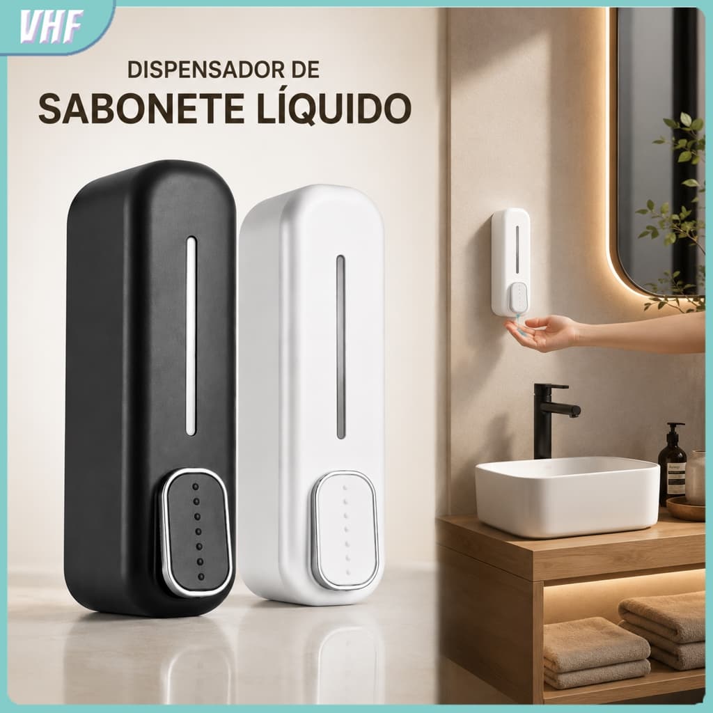 Dispensador de Sabão Manual Montado na Parede para Gel, Sabonete, Shampoo e Condicionador