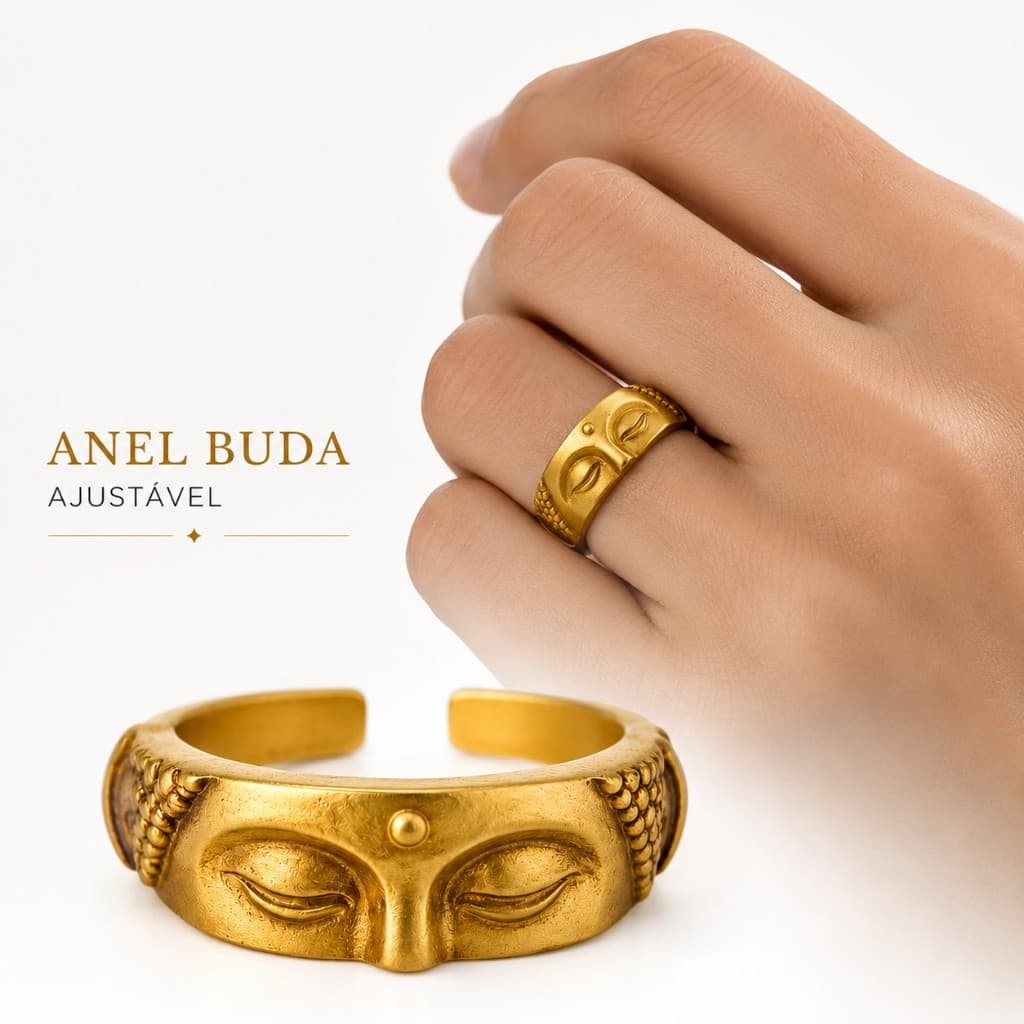 Anel Buda Ajustável Hindu Espiritualidade Oriental Yoga Aço Místico Oriental Zen Energia Budismo