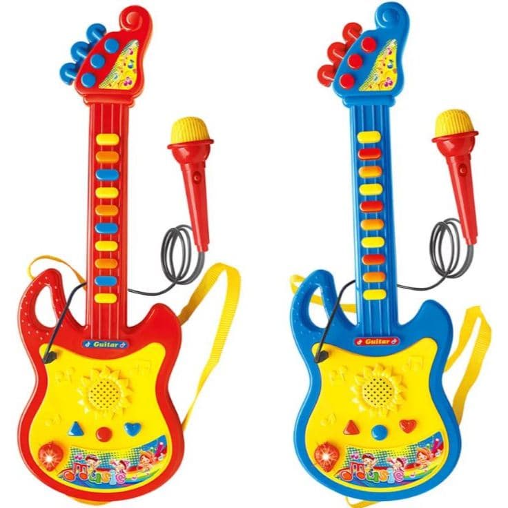 Guitarra Musical Brinquedo Infantil Luz E Som Com Microfone