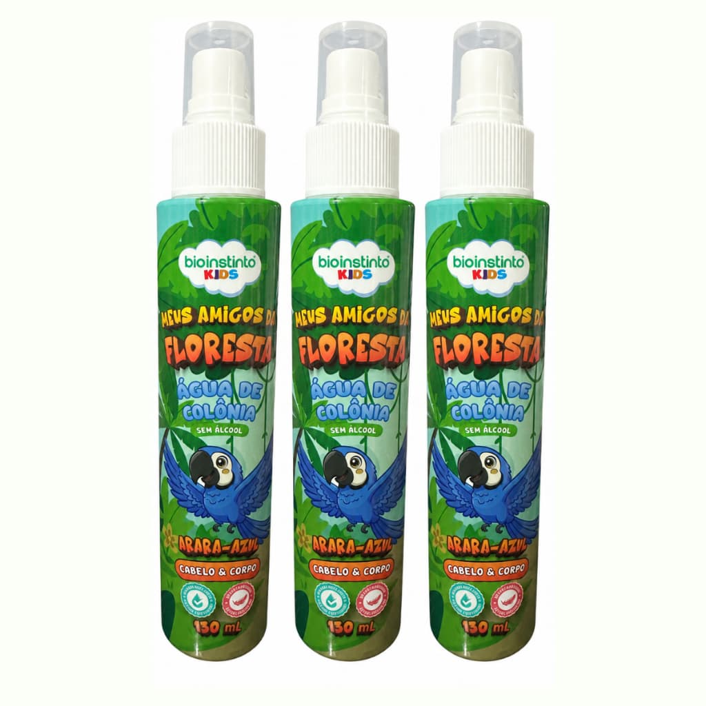 Água de Colônia Arara Azul 130 ml  - HIPOALERGÊNICO, APROVADO DERMATOLOGICAMENTE