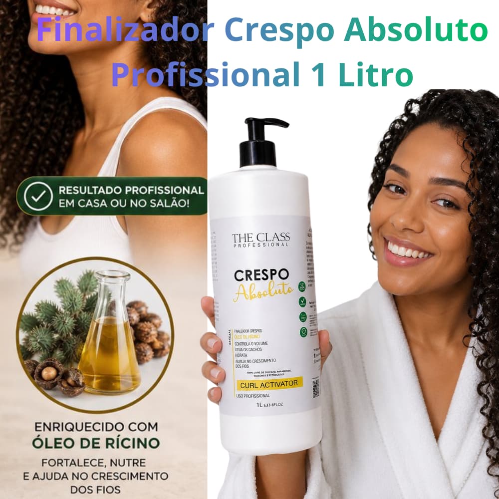 Ativador de Cachos Crespo Absoluto 1 L The Class Professional Hidratação Definição  Controle  Frizz